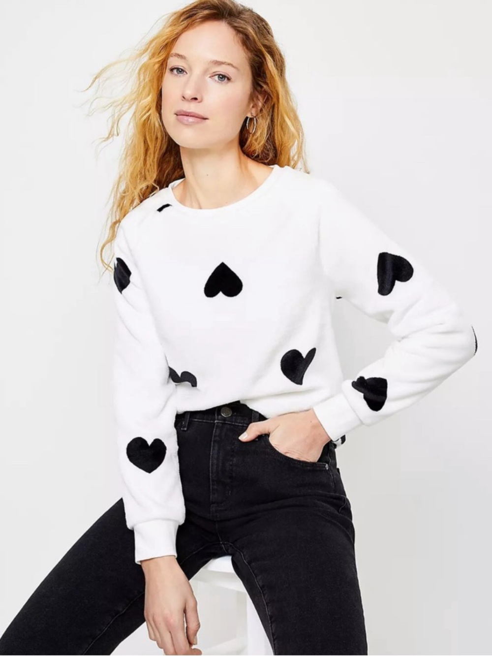 NWT LOFT BLACK HEARTS SWEATSHIRT